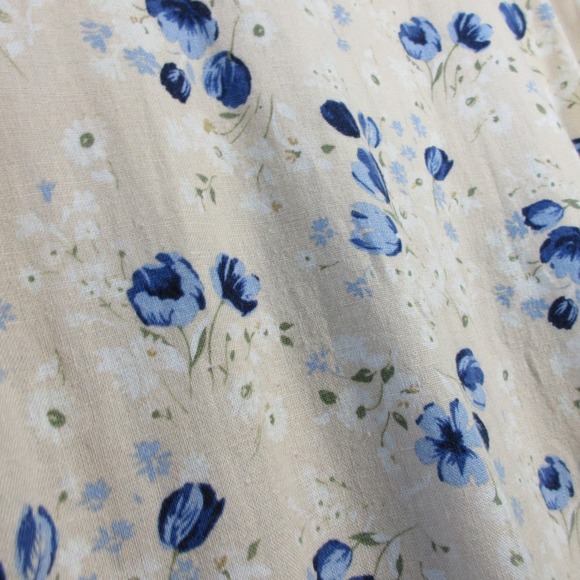 Dressbarn Woman Maxi Dress 18 W Beige Linen VTG Floral Sleeveless Casual 418 - Picture 5 of 13